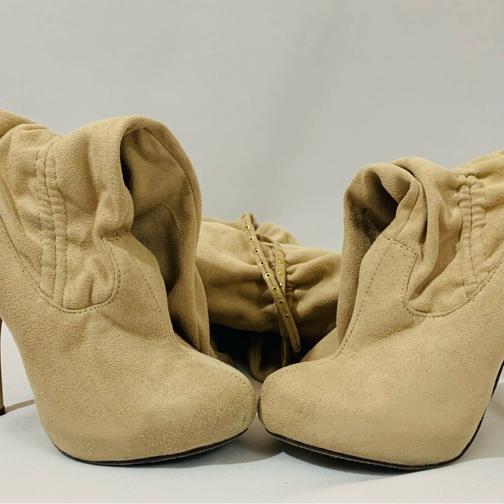 Elegant Tan Suede Thigh High Boots